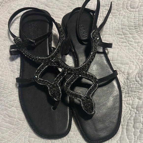 Schutz bejeweled thong leather sandals size EU 41 so 10 US - Picture 1 of 3
